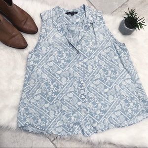 Neiman Marcus Velvet heart white paisley chambray